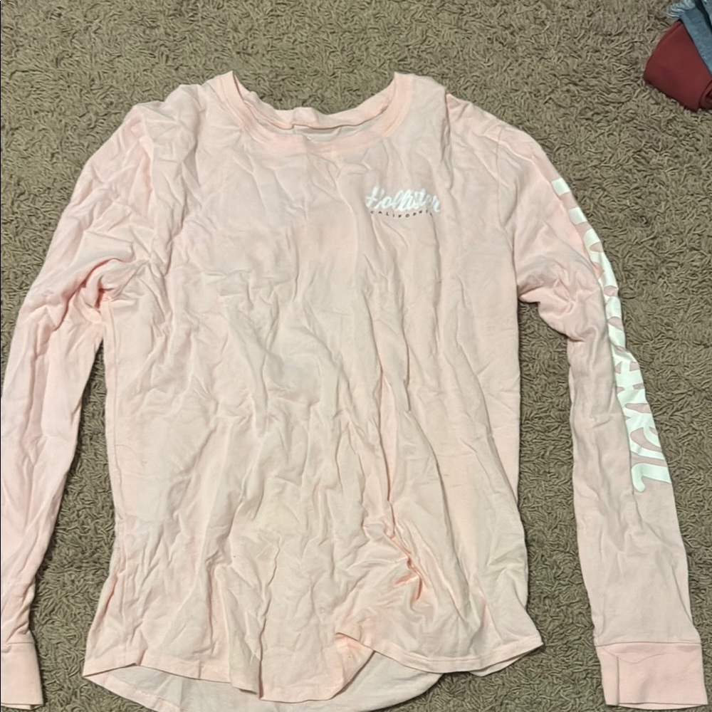 Hollister Light Pink Graphic Long Sleeve Tee